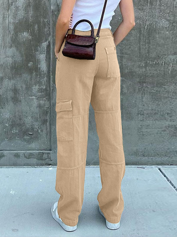 Pocket Patched Straight Cargo Jeans