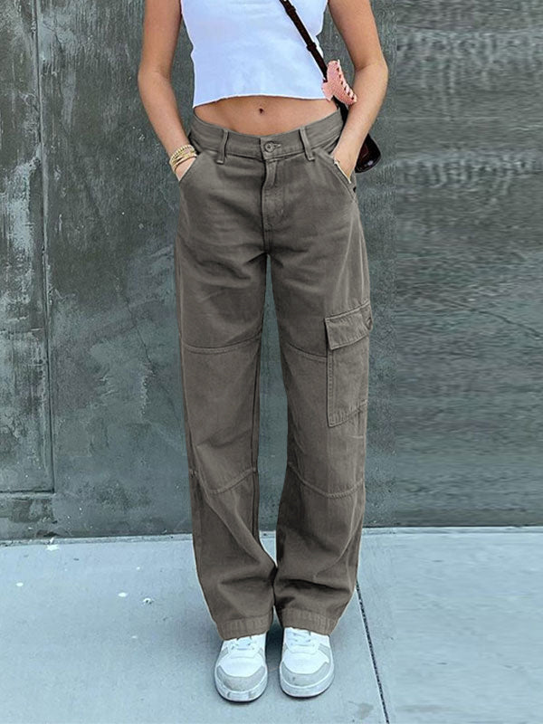Pocket Patched Straight Cargo Jeans
