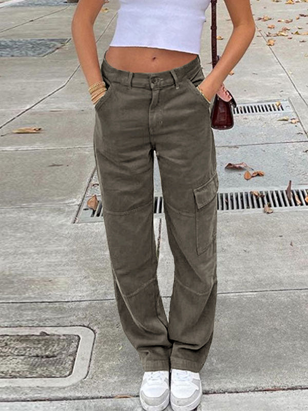 Pocket Patched Straight Cargo Jeans