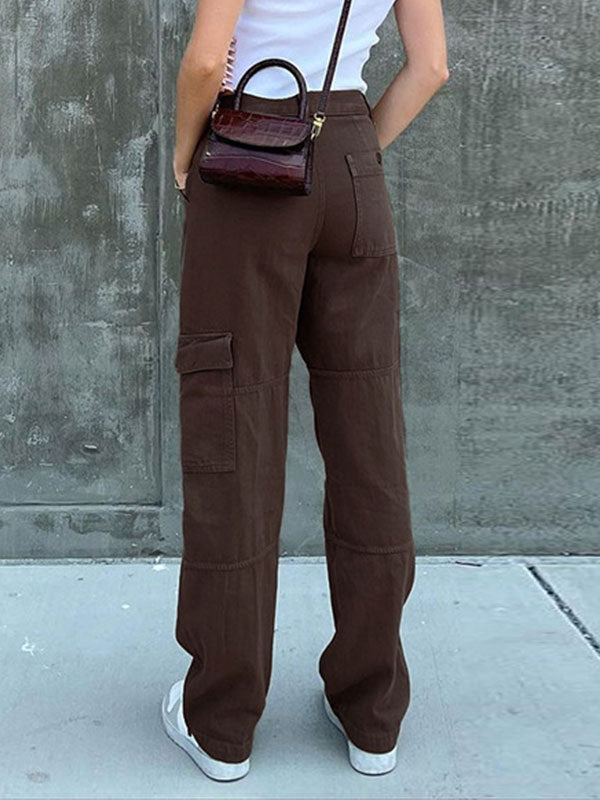 Pocket Patched Straight Cargo Jeans