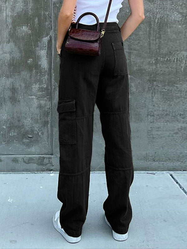 Pocket Patched Straight Cargo Jeans