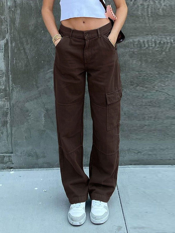 Pocket Patched Straight Cargo Jeans