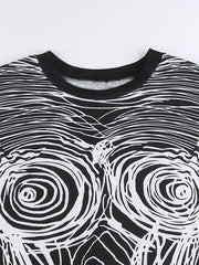 Abstract Line Print Tee Mini Dress