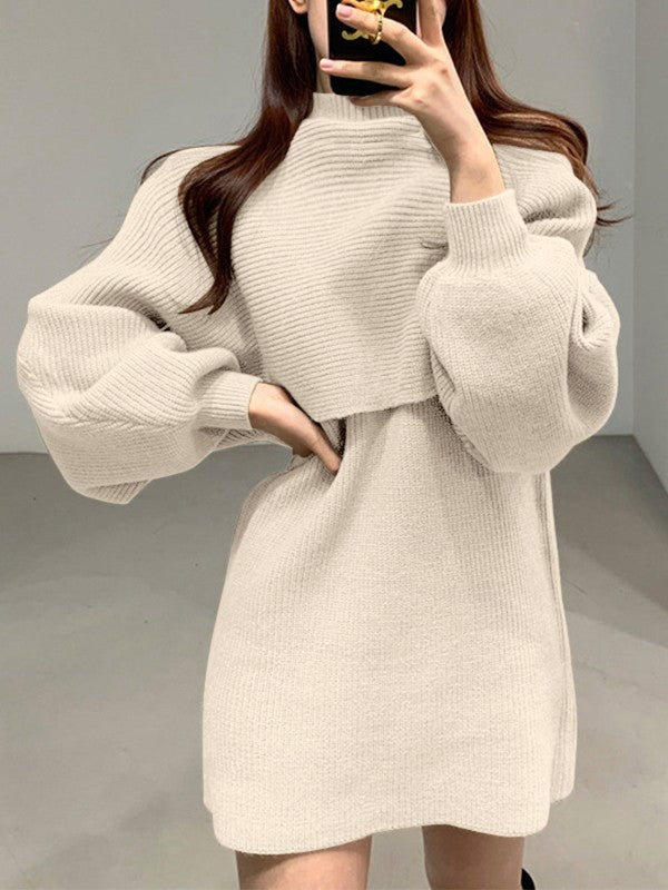 Long Sleeve Crop Top & Sweater Dress Set