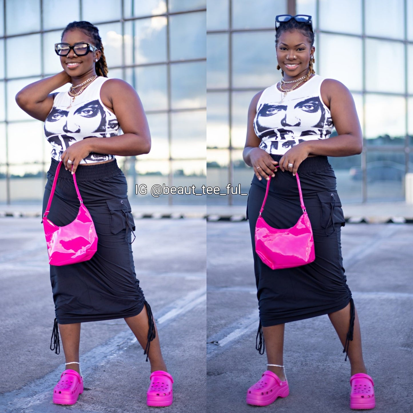 Pocket Design Ruched Maxi Skirt