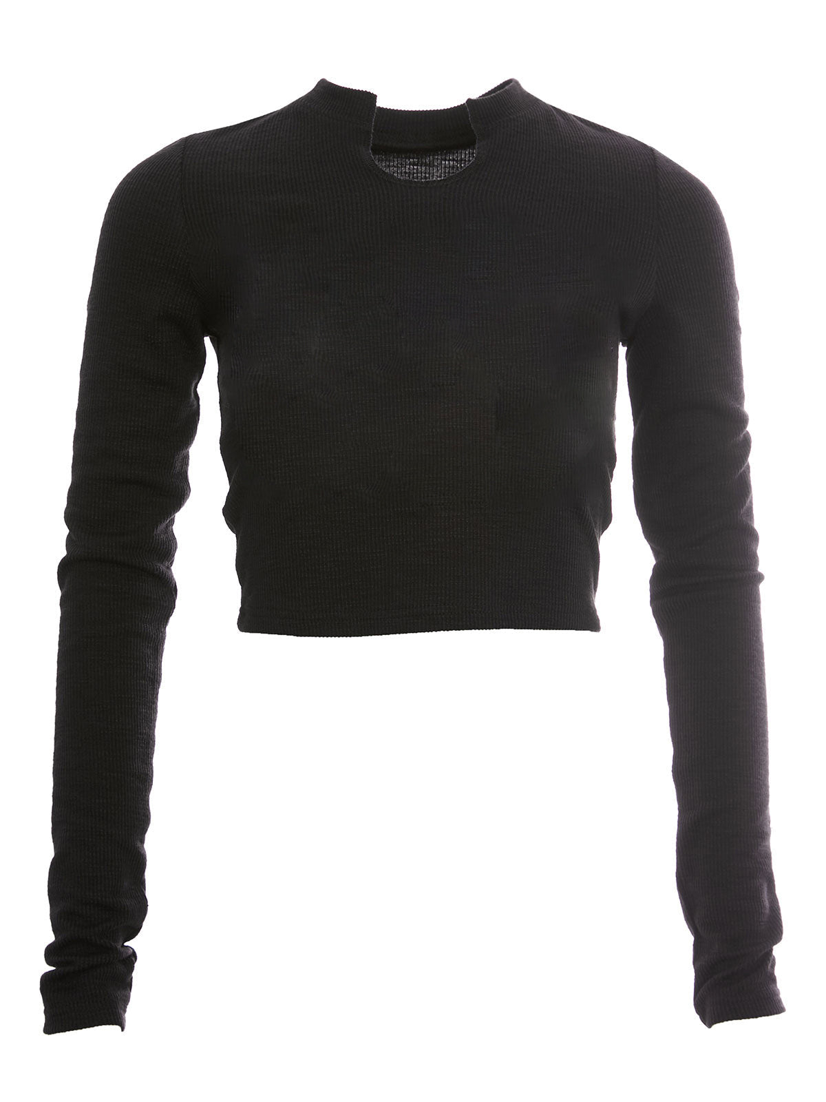 Blurry Long Sleeve Cotton Crop Top