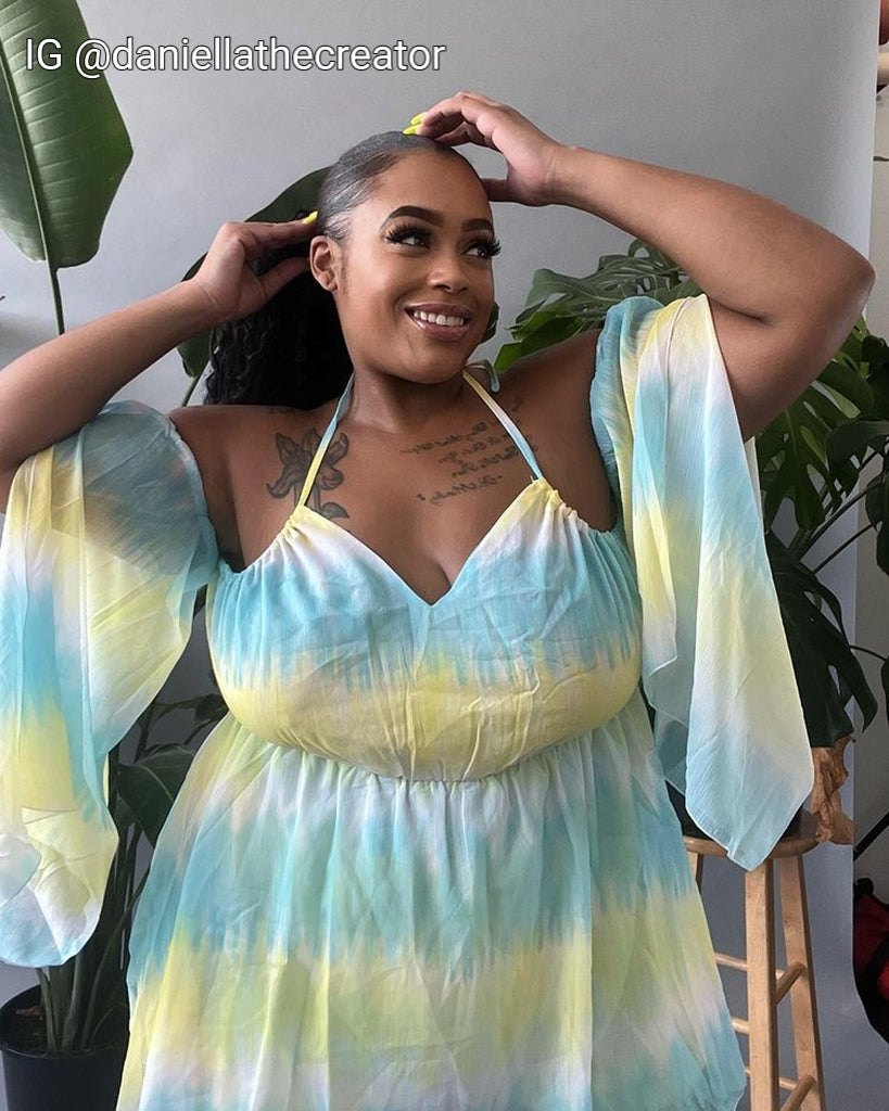 Tie Dye Print Cold Shoulder Jumpsuits