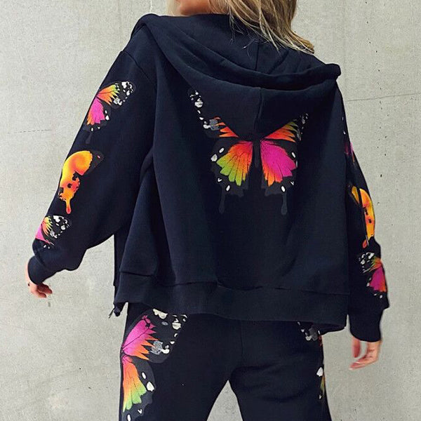 Long Sleeve Butterfly Two-Piece Outfit