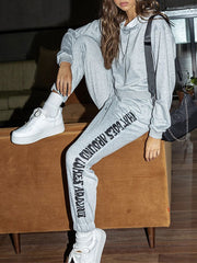 Slogan Pattern Print Tracksuit Set