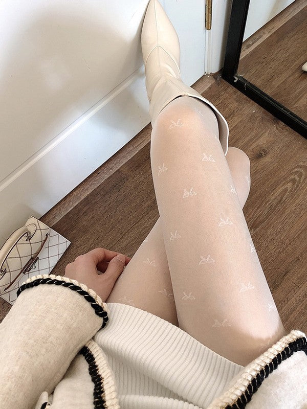 Heart Pattern Sheer Mesh Tights