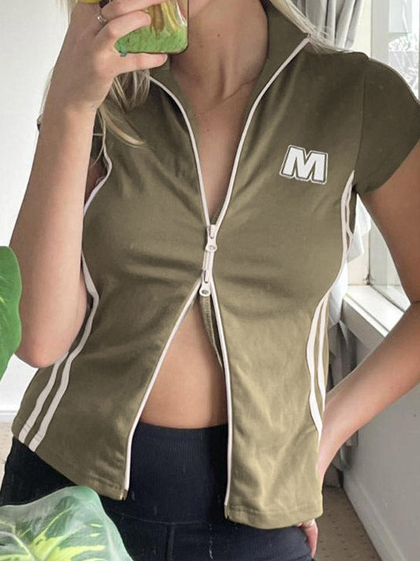 Vintage Zip Up Crop Top