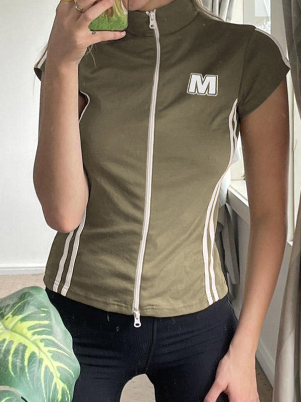 Vintage Zip Up Crop Top