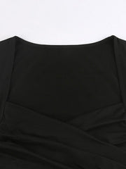 Criss Cross Ruched V Neck Tee