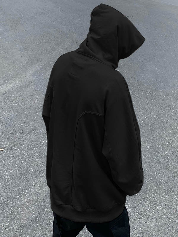 Men's Patchwork Button Down Pullover Hoodie