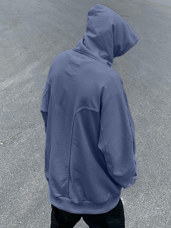 Men's Patchwork Button Down Pullover Hoodie
