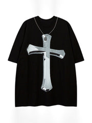 Men's Letter Cross Short Sleeve Graphic Tee