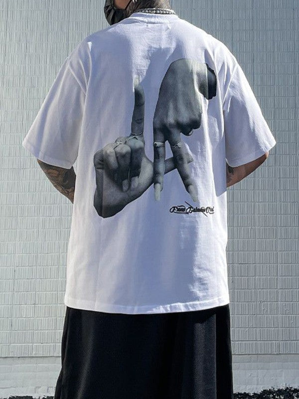 Men's Punk Hand Graphic Short Sleeve Tee