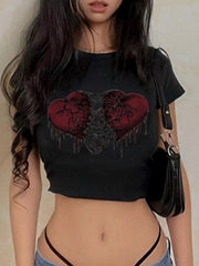 Punk Heart Printed Crop Top