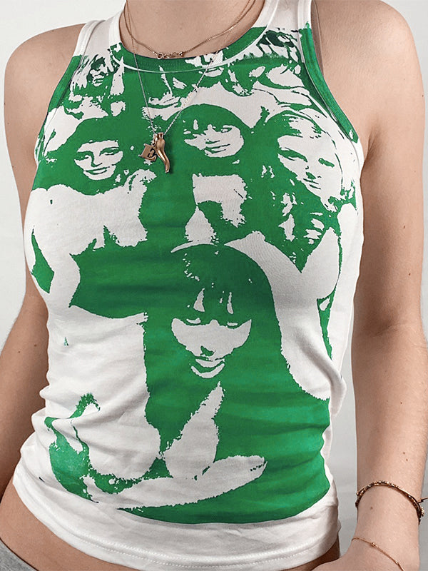 Vintage Girl Graphic Crop Tank Top