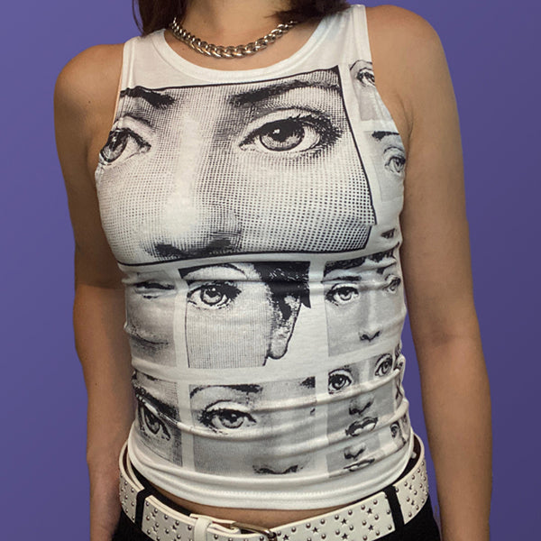 Staring Eye Graphic Crop Tank Top