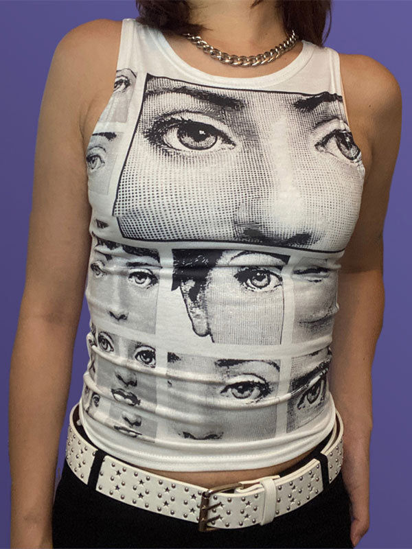 Staring Eye Graphic Crop Tank Top