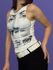 Staring Eye Graphic Crop Tank Top