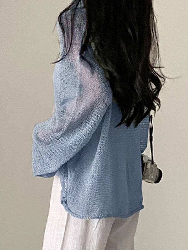 Oversized Long Sleeve Crochet Knit Top