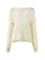 Crochet Hollow Long Sleeve Knit Top
