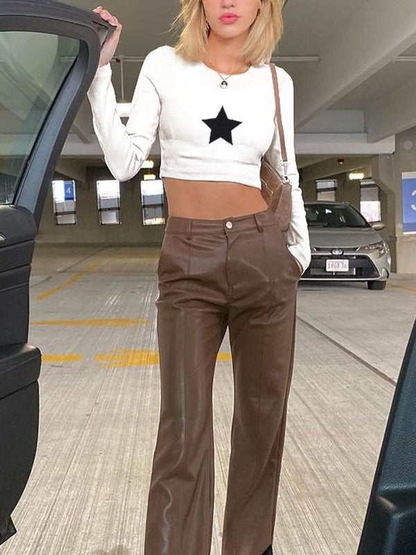 Star Embroidered Rib Cropped Tank Top