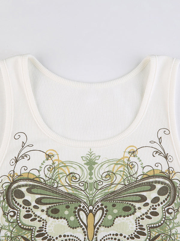 Butterfly Cutout Ribbed Tank Top