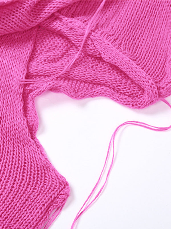 Hooded Crochet Knit Cropped Tank Top