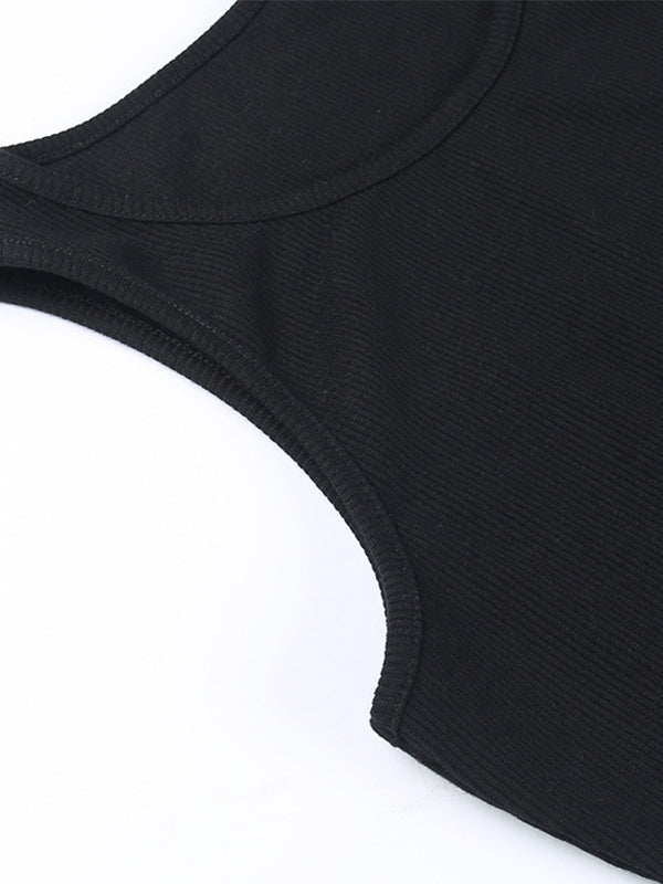 Ribbed Cross Cropped Tank Top