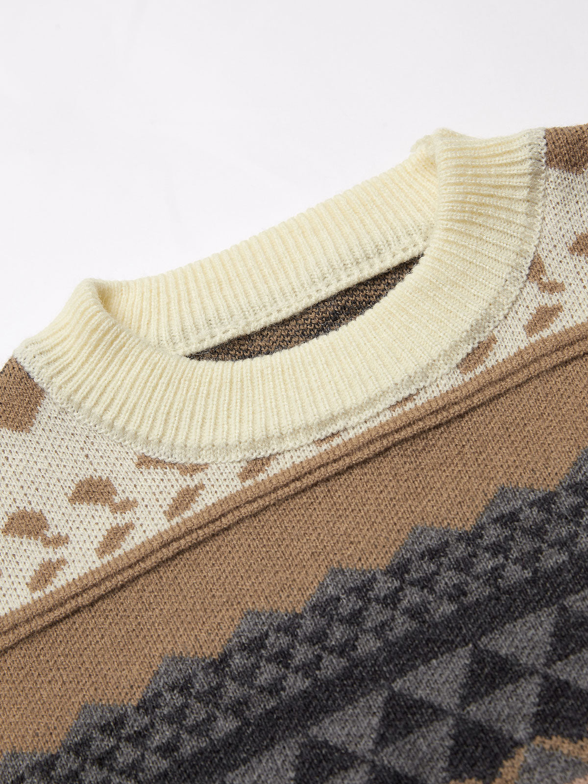 Mixed Jacquard Vintage Pullover Sweater