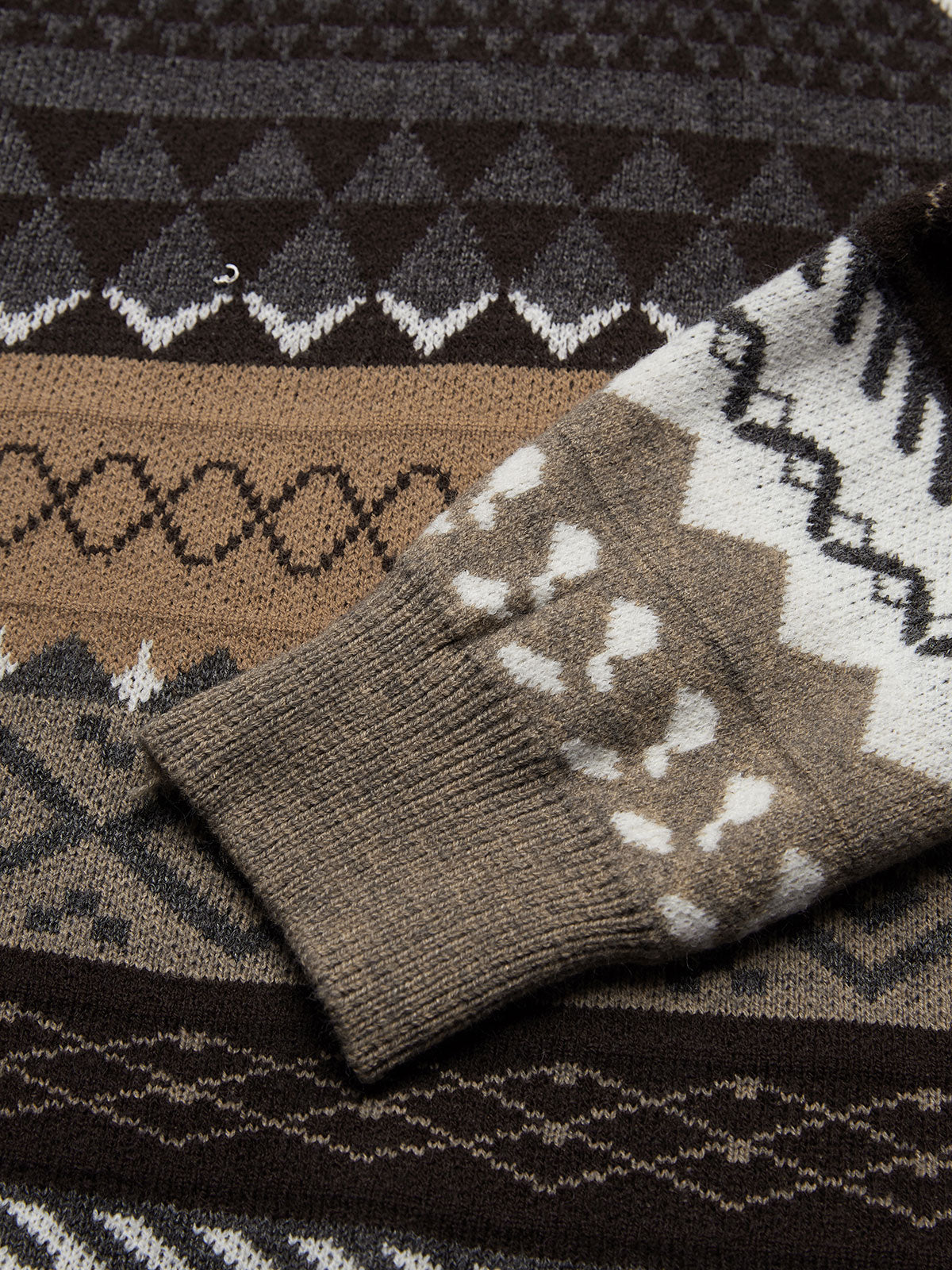 Mixed Jacquard Vintage Pullover Sweater