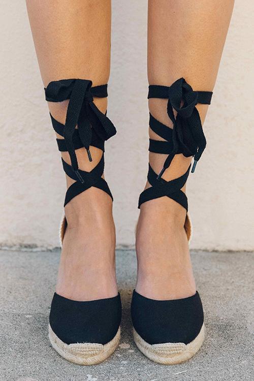 High Heel Platform Lace up Wedge