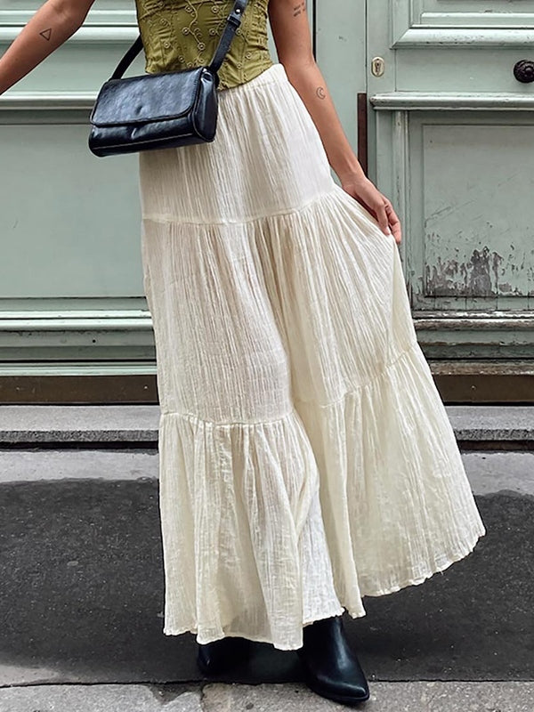 Pleated Tiered Maxi Skirt