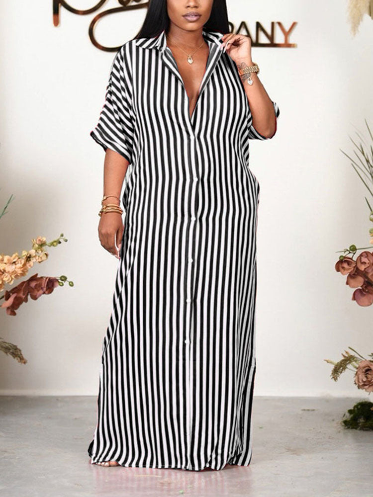 Striped Shirt Maxi Dress