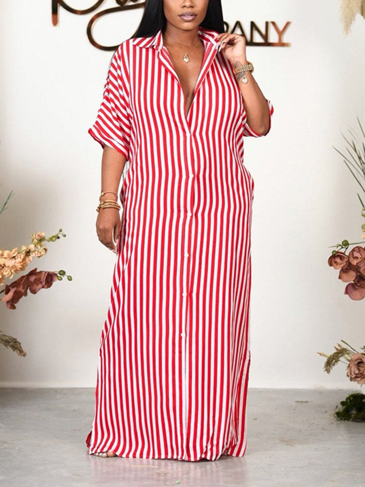 Striped Shirt Maxi Dress