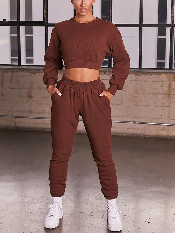 Solid Sweatshirt & Joggers Lounge Set