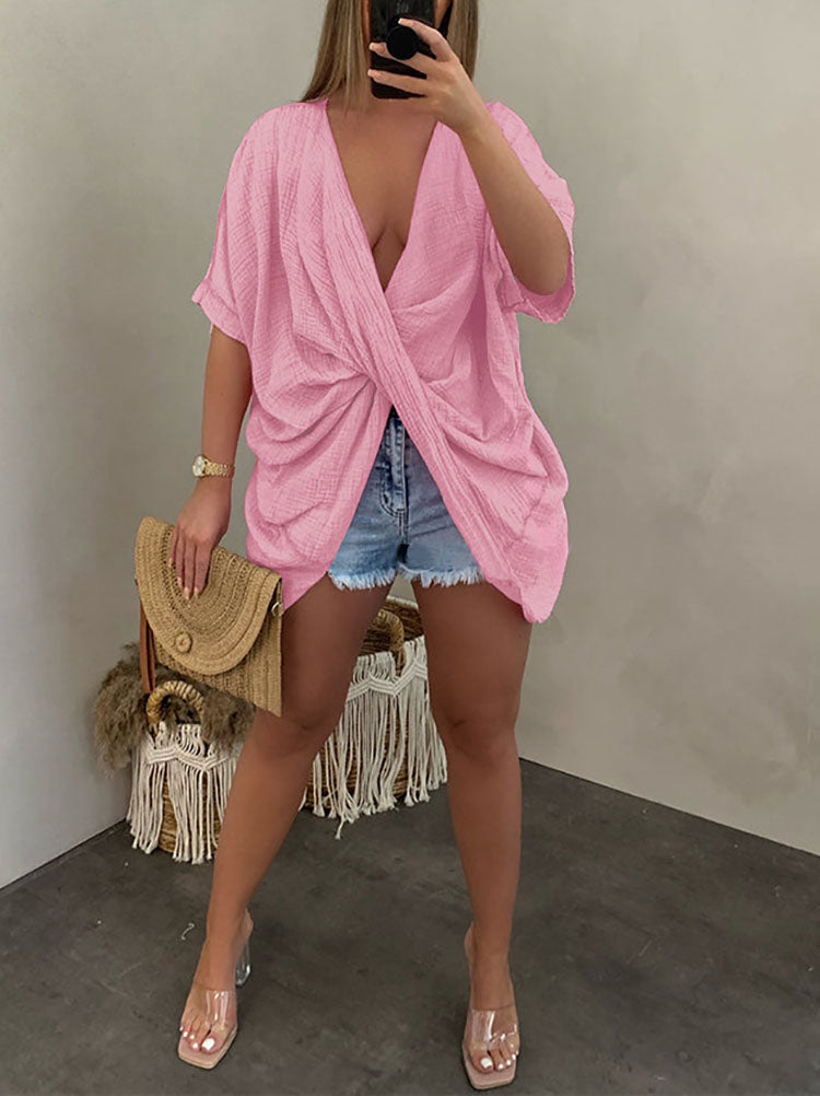 Loose Twist V-Neck Top