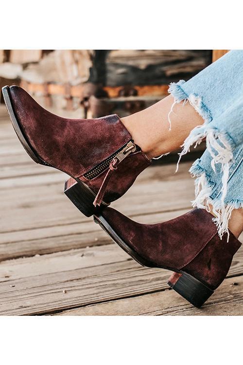 Zipper Low Heel All Season Booties