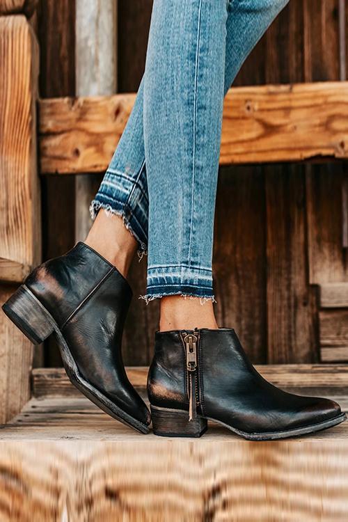 Zipper Low Heel All Season Booties