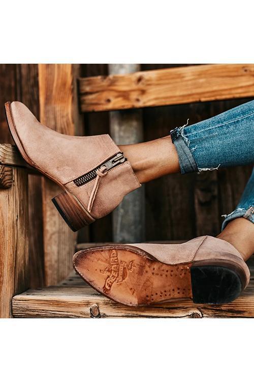 Zipper Low Heel All Season Booties