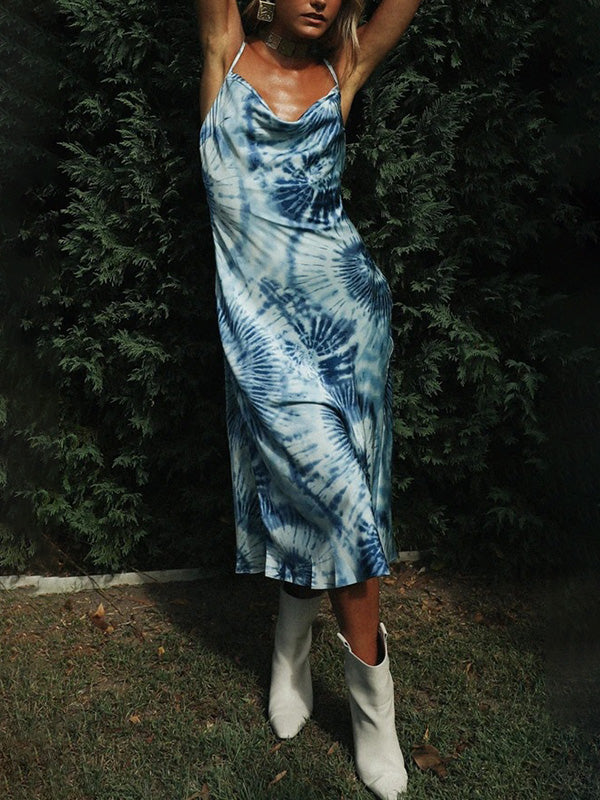 Tie-Dye Sling Midi Dress