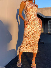 Abstract Print Maxi Dress