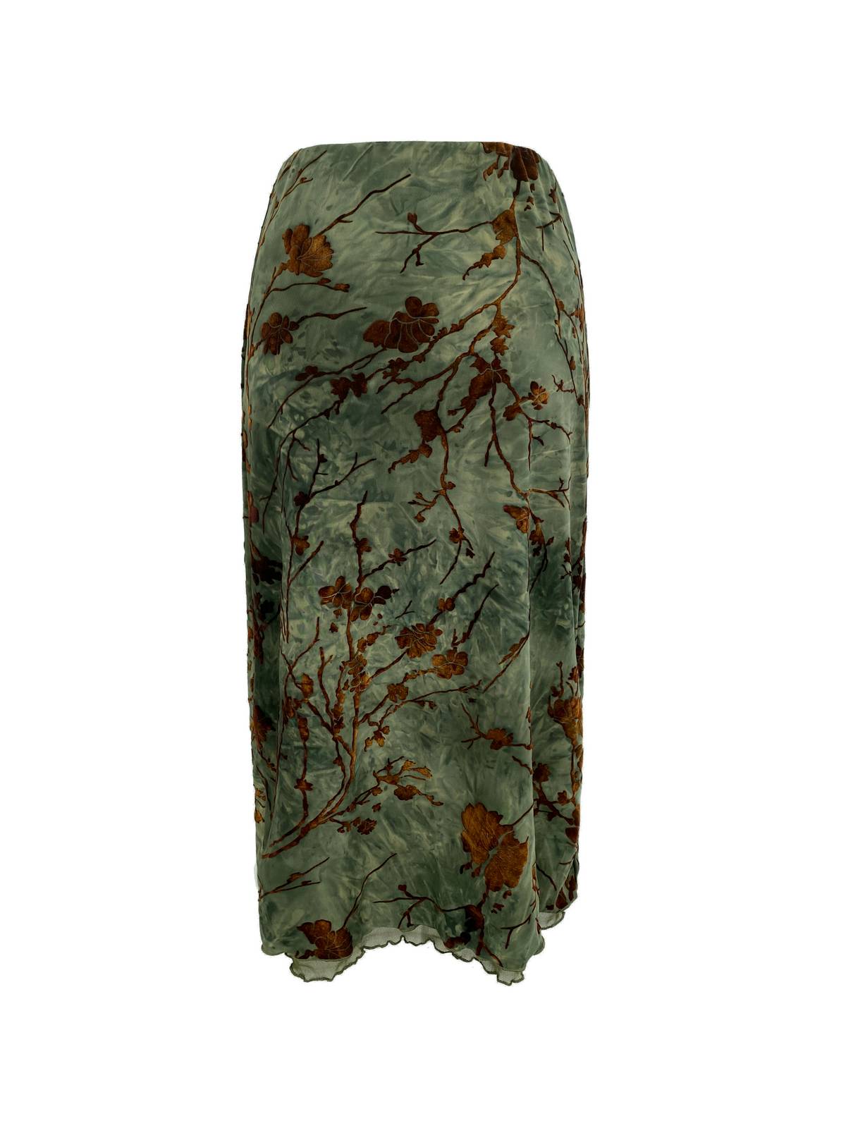 Mesh Lining Vintage Floral Midi Skirt