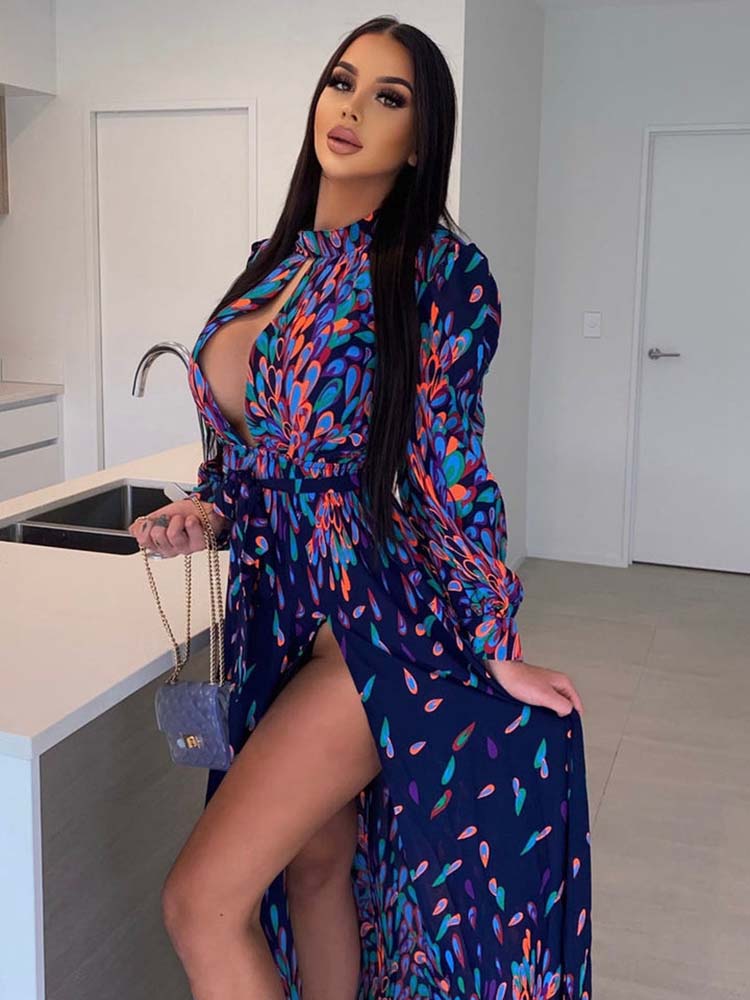 Open Bust Slit Maxi Dress