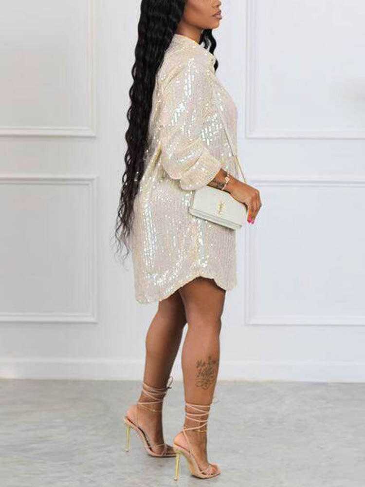 Sequin Shirt Mini Dress