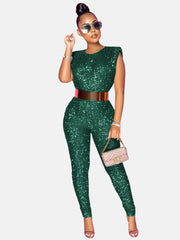 Sequins Solid Color Jumpsuit