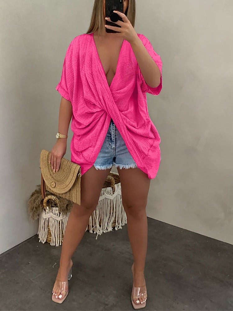 Loose Twist V-Neck Top